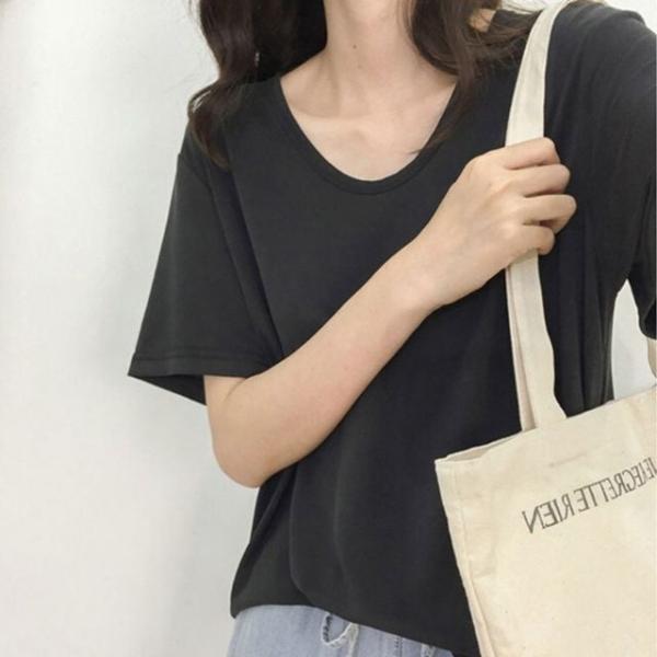 U넥 오버핏 반팔 무지 루즈핏 여름 티셔츠