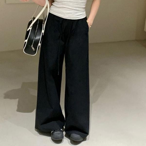 스트릿 와이드 심플 데일리 봄 가을 바지 밴딩팬츠