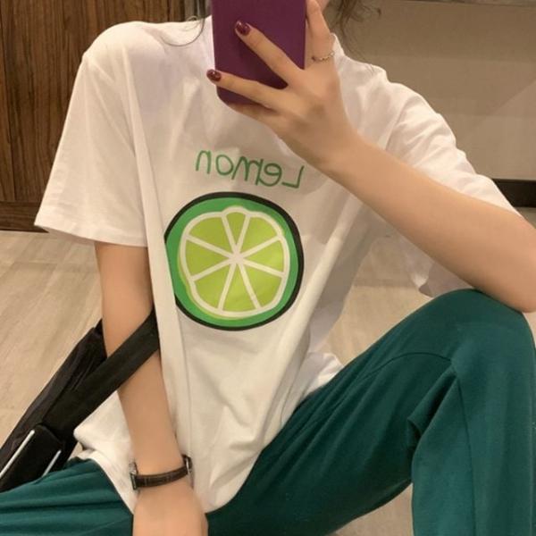 레몬 라운드넥 반팔 오버핏 티셔츠