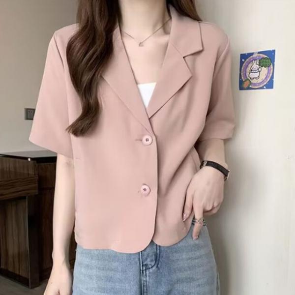 반팔 크롭 짧은 자켓 봄 여름 단정한