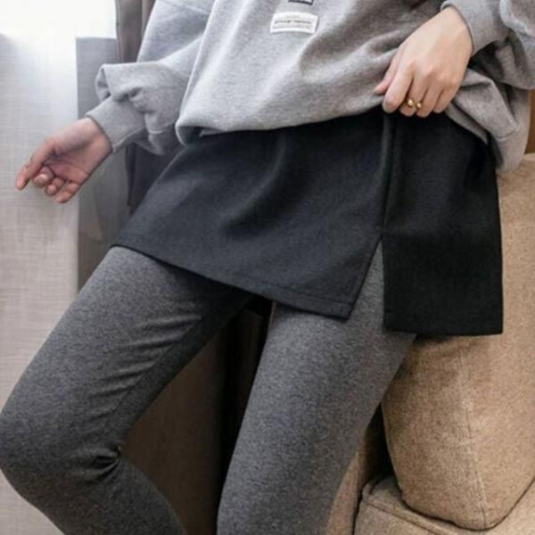 밑단 페이크 밴딩 레이어드 티셔츠 스커트