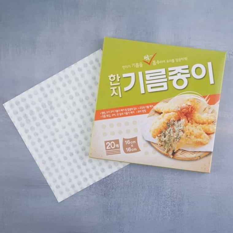 에어프라이어호일 유산지 포장종이호일 한지 기름종이 16cm x 16cm 20매