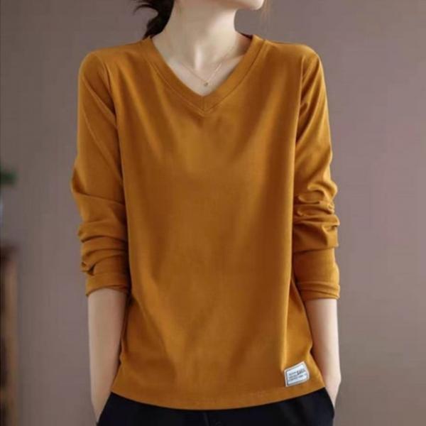 브이넥 기본 무지 긴팔 데일리 컬러 티셔츠