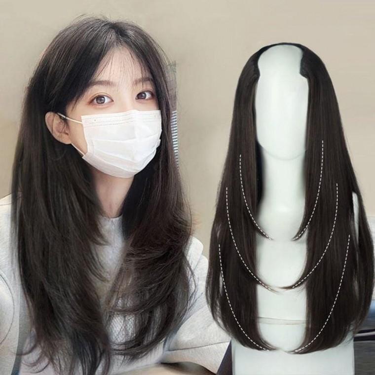 EA 볼륨업 레이어드 헤어피스 여자가발 긴머리가발 패션가발 통가발 미용가발