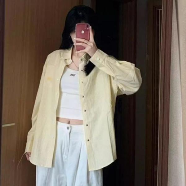 긴팔 카라 스트라이프 똑딱이 단추 셔츠 남방 오버핏