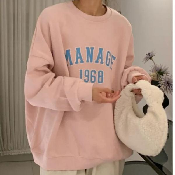 레터링 오버핏 기본 맨투맨 데일리 티셔츠