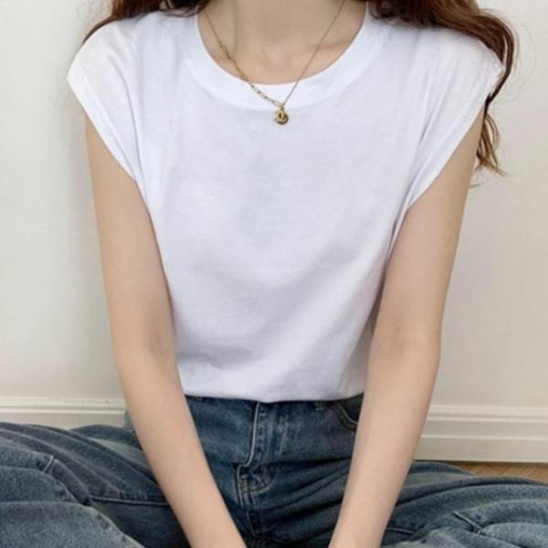 민소매 루즈핏 나시티 여성 반팔 티셔츠