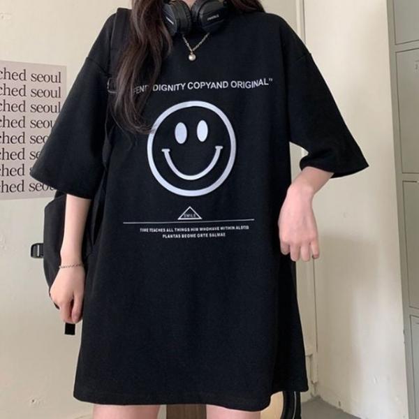 프린팅 박스티 오버핏 여름 반팔 데일리 티셔츠