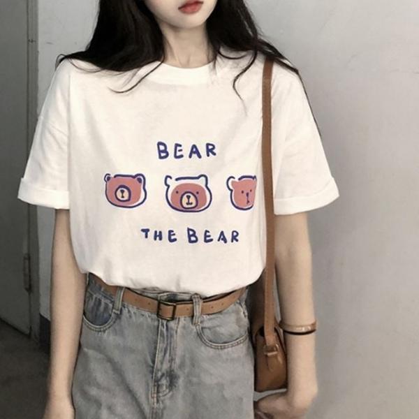 귀여운 곰돌이 여름 반팔 기본 티셔츠
