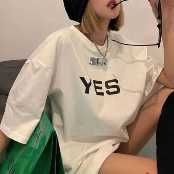 yes 박스 반팔 오버핏 반팔 여름 티셔츠