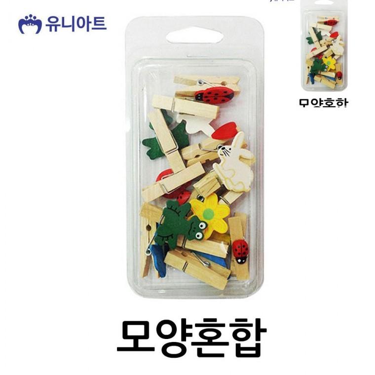모양 나무집게 모양혼합 사진걸이집게 사진집게 메모꽂이
