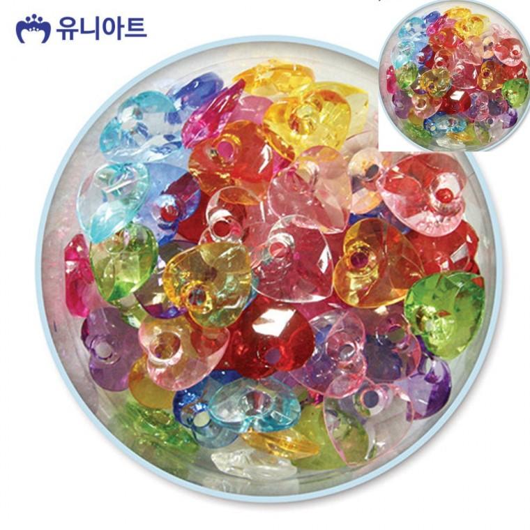 모양비즈 19번 크리스탈비즈 하트 2cm 목걸이비즈 비즈목걸이부자재 비즈공예부자재