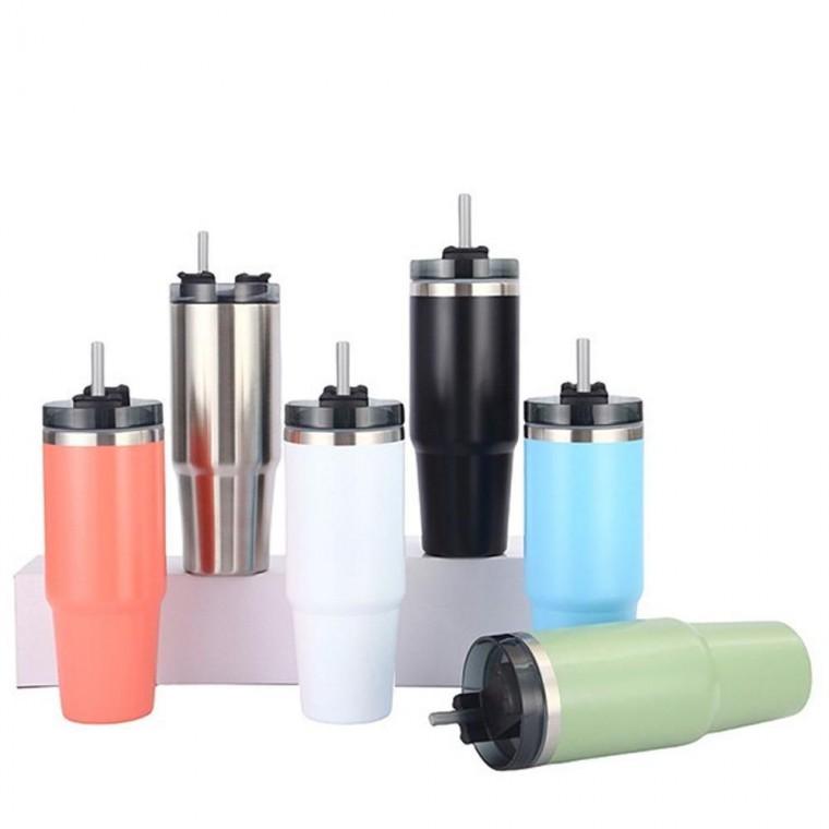 스텐 콜드컵 대용량 빨대 보냉 손잡이 보온 900ml 텀블러