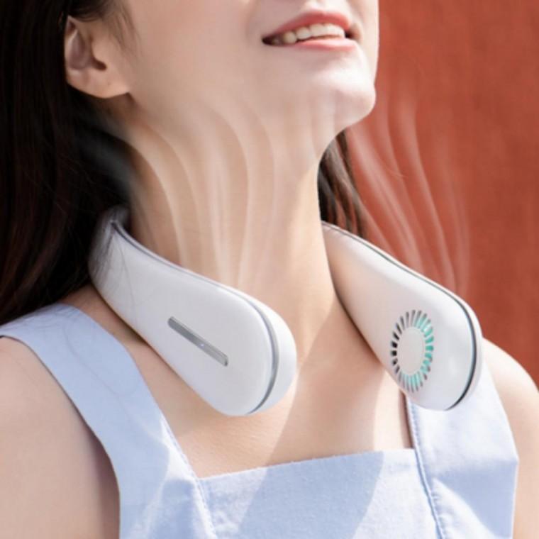 LED 무드등 기능 탑재 대용량 배터리 목걸이형 선풍기 무선팬