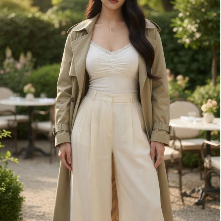 브이넥 레이스 단추 나시 끈나시 여성 레이어드 코디