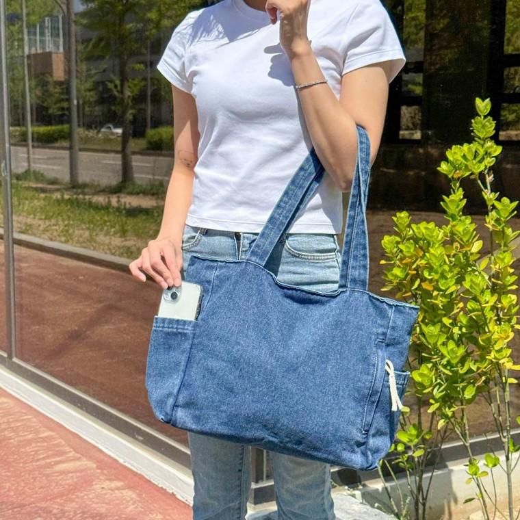 캐주얼 데님 숄더백 청 에코백 가방