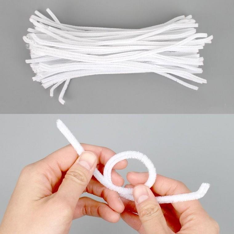 미술 편안한 공예재료 모루 흰색 30cm 100개입