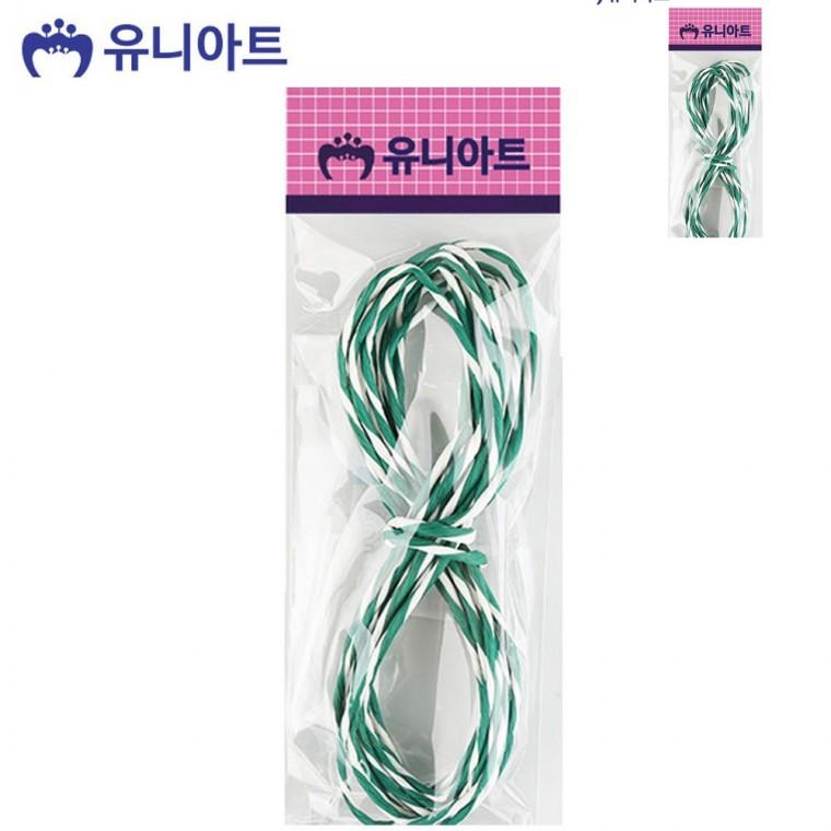 투톤 칼라 지끈 3mm 흰색 초록 택끈 끈공예 답례품포장