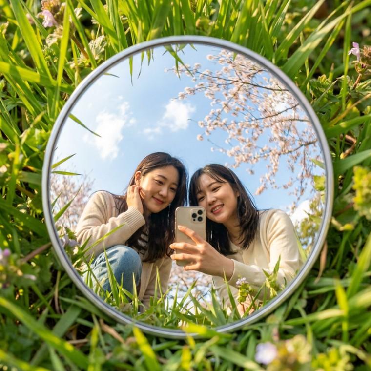 여행용 셀카 거울 원형 볼록 거울 사진 촬영 휴대용 95mm