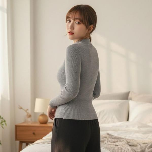 SD-260205 하프넥 골지 캐시미어 아미스 니트 폴라티