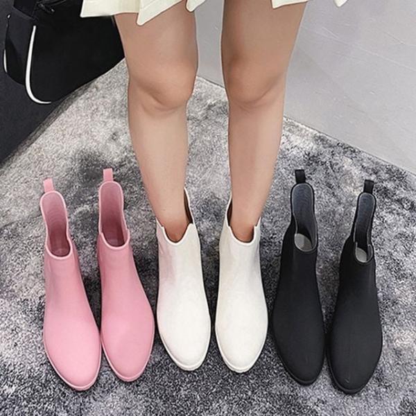 여성 3cm 첼시 앵클 레인부츠 반장화 발목 고무장화