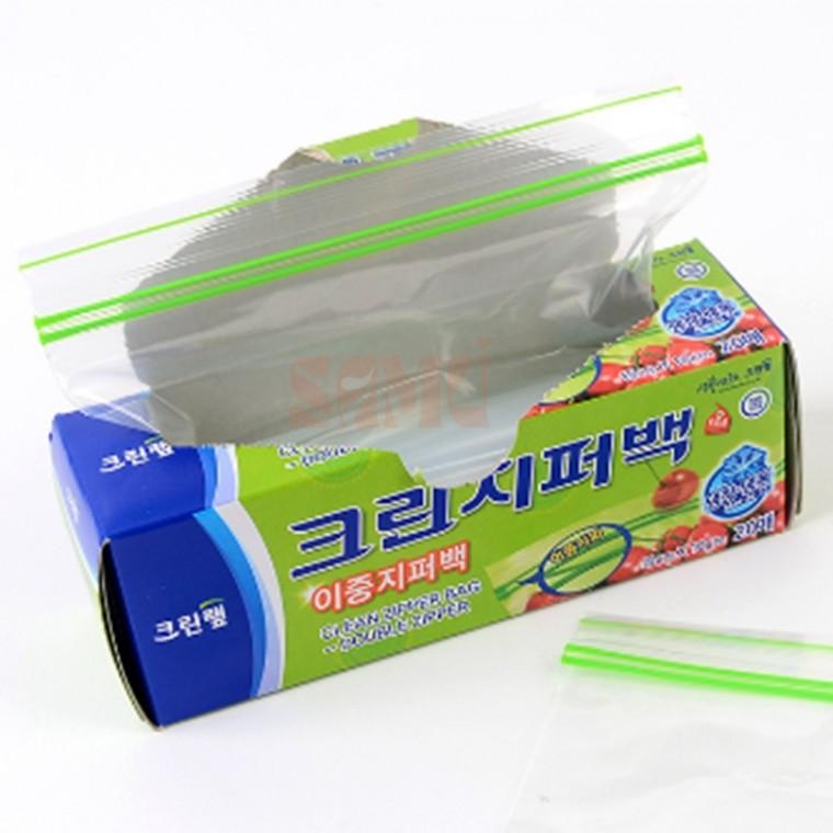 크린랩 크린 이중지퍼백 식품보관 투명