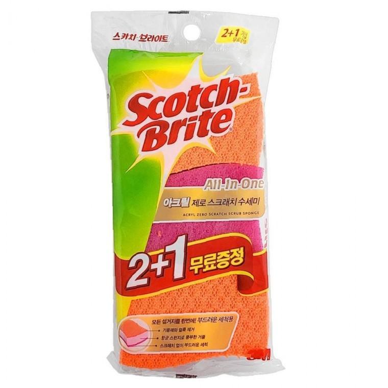 3M 올인원 컴팩트 아크릴 제로스크래치 수세미(2+1개)72x100