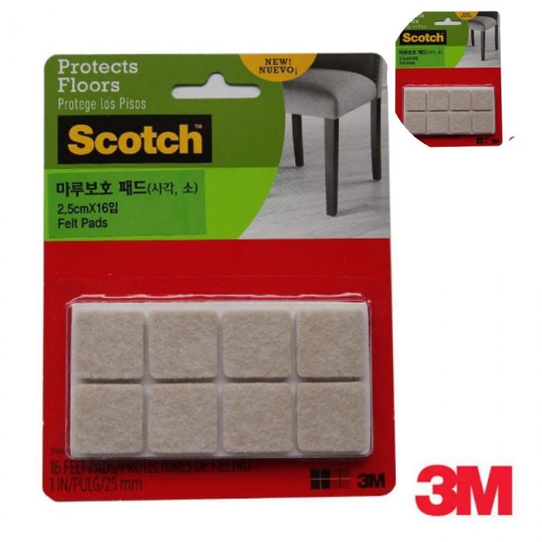 마루보호 패드 사각 소 2.5 x 2.5cm 16매입 부직포패드 가구발매트 사각소음방지패드