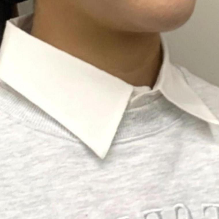 쉬폰 와이드 페이크셔츠 클래식 목카라 화이트
