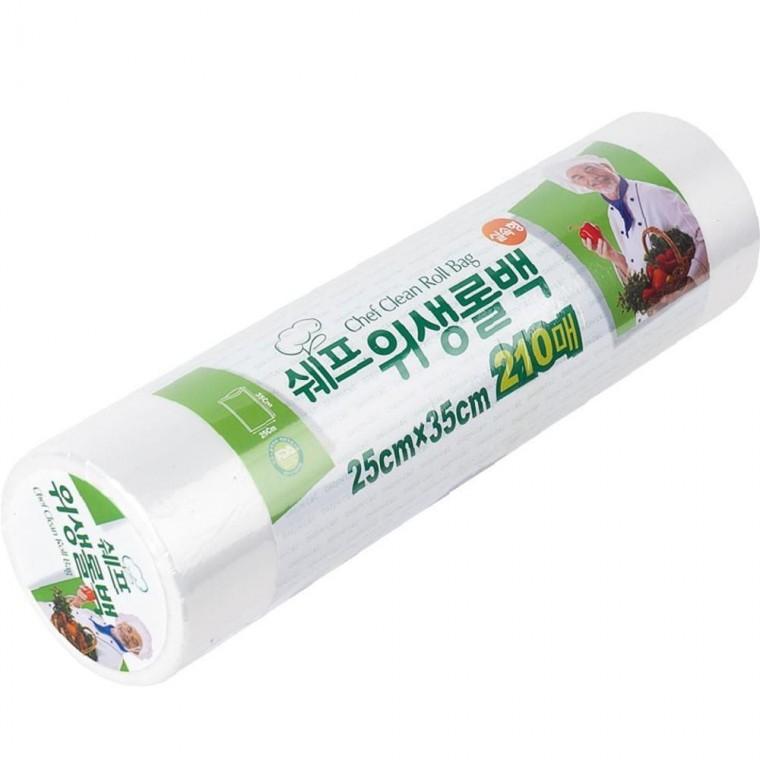 국산 쉐프 데일리 위생 롤백 25x35 210매 위생백 비닐 봉투