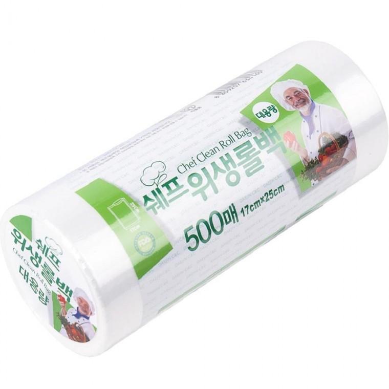 국산 쉐프 멀티 위생 롤백 17x25 500매 위생백 비닐 봉투