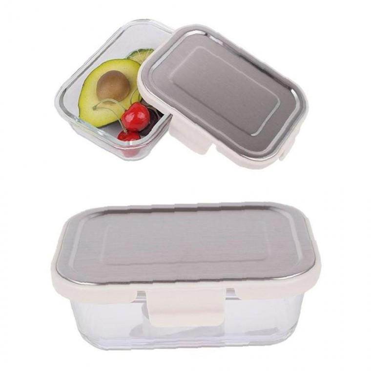 스텐 미니멀 내열 직사각 밀폐용기 640ml 2호