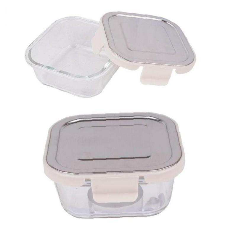 스텐 내열 기본형 정사각 밀폐용기 520ml 2호