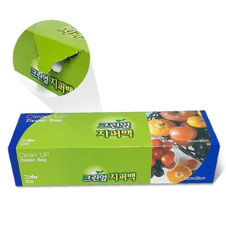 지퍼백 50매 플랫 키친 투명 비닐 봉투 25x30cm