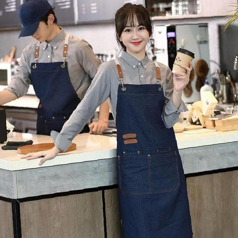 카페 바리스타 이지핏 앞치마 캔버스 방수 작업복