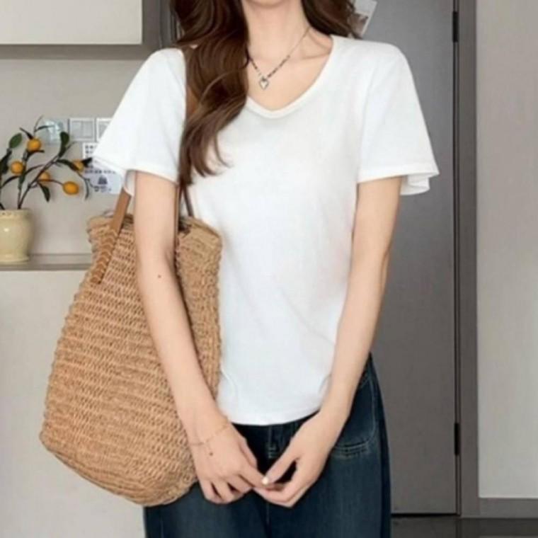 U넥 이너웨어 무지 기본 여름 면티 라운드 루즈핏 반팔 티셔츠