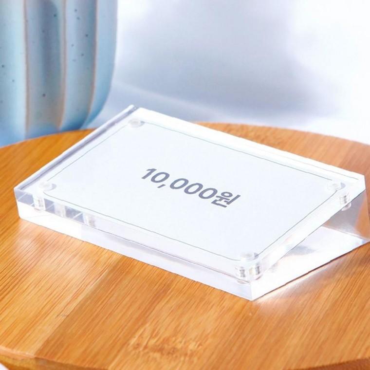 경사 자석 플랫 투명 아크릴 가격표 홀더 메뉴판 90x55mm