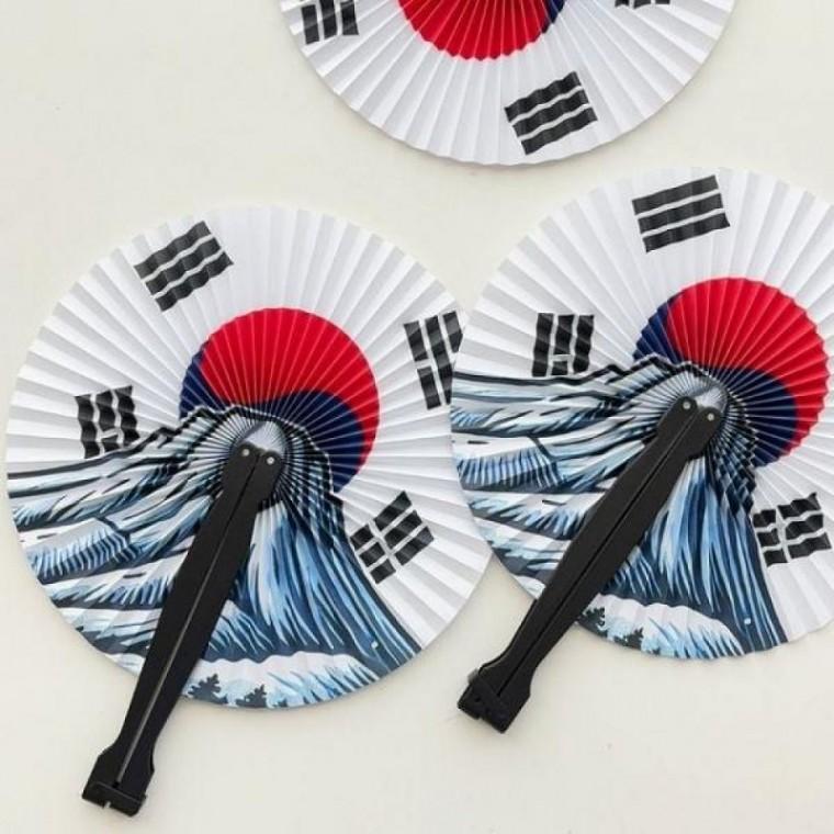 핸드팬 부채 파도 전통 태극기 접이식 한국 원형