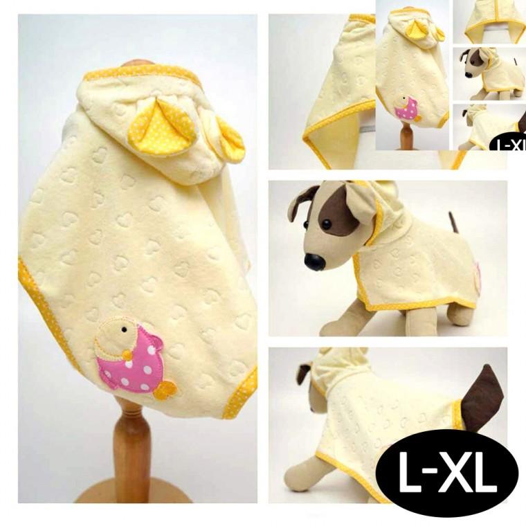 강아지 목욕가운 옐로우 L-XL 강아지타월 강아지드라이가운 강아지샤워가운