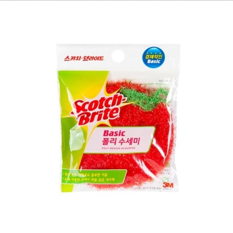 3M베이직 폴리 수세미130mm1입 폴리수세미 일반세척용 거품잘남
