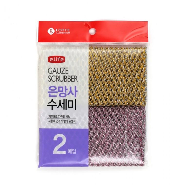 이라이프 은망사 수세미 2매입 주방용 식기세척수세미 수세미2매입 30x30수세미