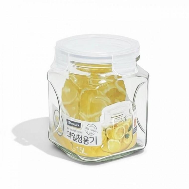 캐니스터 용기 사각 과일청 1.5L 글라스락