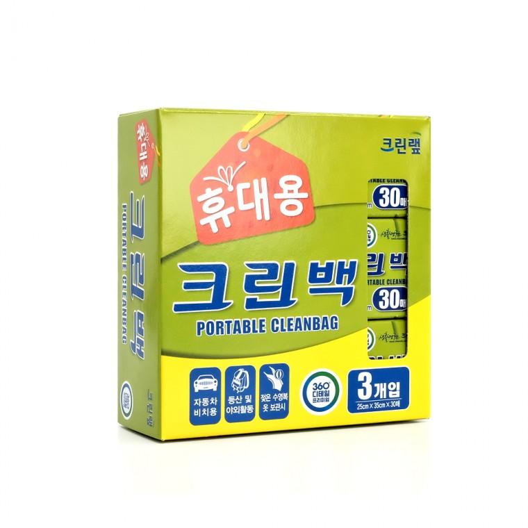 크린랩 휴대용 크린백 25x35cmx30매 3개입 위생 비닐 기저귀 배변 봉투