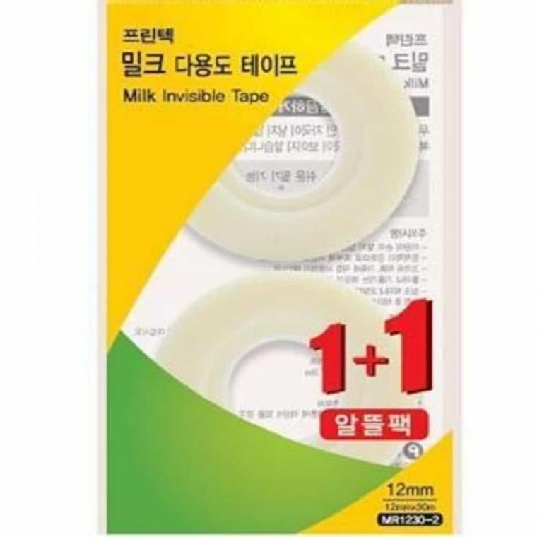 밀크테이프 1+1 12mmx30m 문구테이프 다용도테이프 반투명테이프