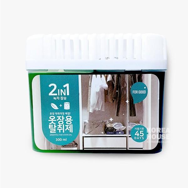 [도매포유]2in1 옷장용 탈취제 녹차숯 300ml