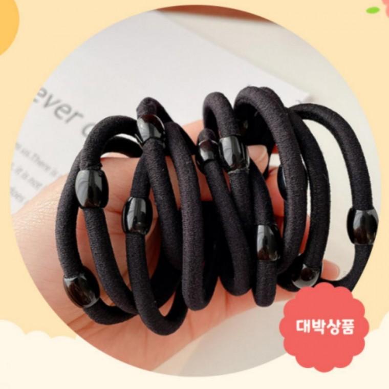 5P 곱창머리 머리 검정머리 큐빅 끈 두꺼운머리끈 칼라 큐빅머리 헤어