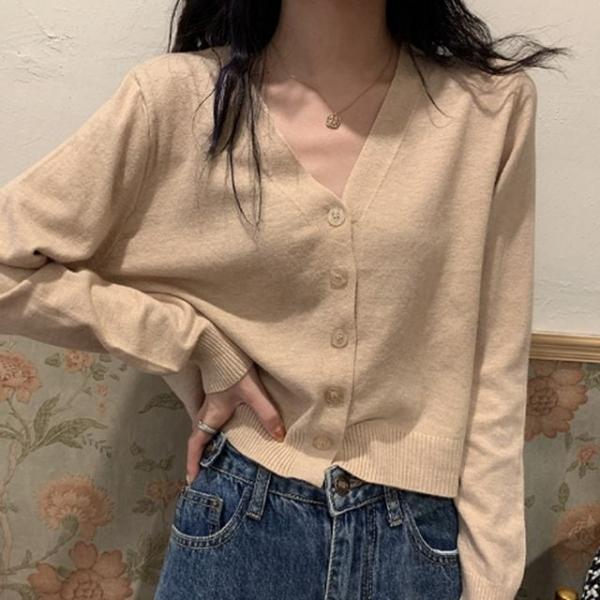 OSM-1006140 브이넥 여성 크롭 가디건
