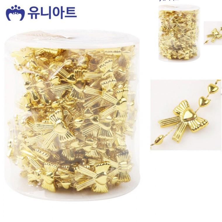 롤체인줄 금색 비즈체인줄 리본비즈 리본비즈부자재