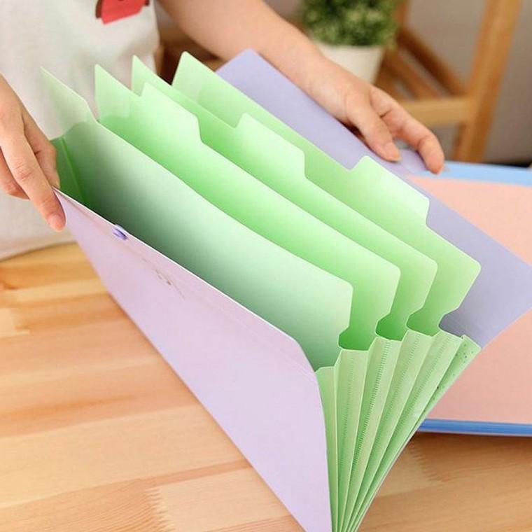 5칸 수납 공간 아코디언 똑딱이 파일 서류 문서 화일