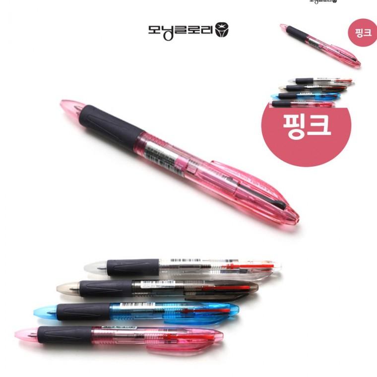 4색 볼펜 0.7 핑크 12개입 다색펜 고급펜 사무용볼펜
